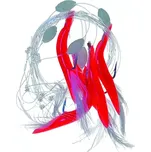 Červené trubičky – návazec 190 cm – fosfo korále, síla 0,60 mm, 5× háček vel. 1