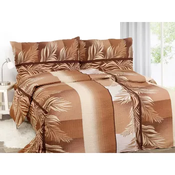 Povlečení Krepové povlečení - hnědé listy s béžovým 140x220+70x90