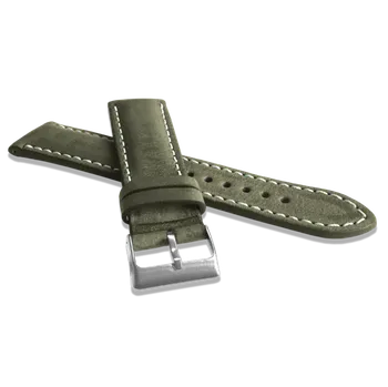 Řemínek na hodinky LAVVU Přírodně barvený zelený řemínek NATURE z kůže Top Grain - 18 LSRUG18