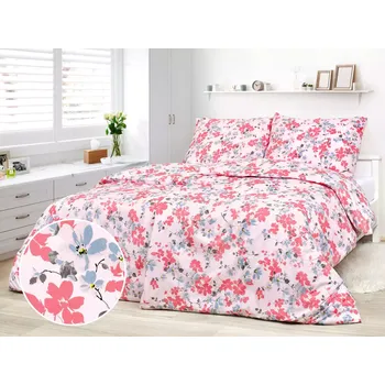 Povlečení Bavlněné povlečení - vínové květy na růžové 140x200+70x90