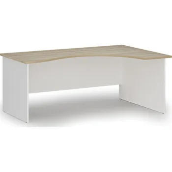 Psací stůl B2B Partner Ergonomický kancelářský psací stůl PRIMO WHITE, 180x120 cm, pravý, bílá/dub přírodní