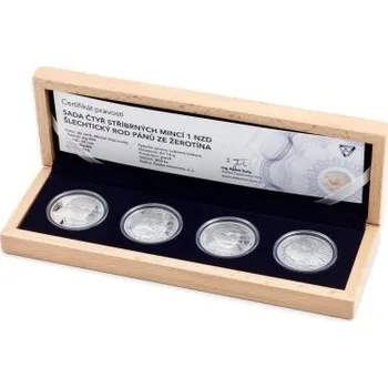 2016 - Sada 4 stříbrných mincí 1 NZD Šlechtický rod pánů ze Žerotína