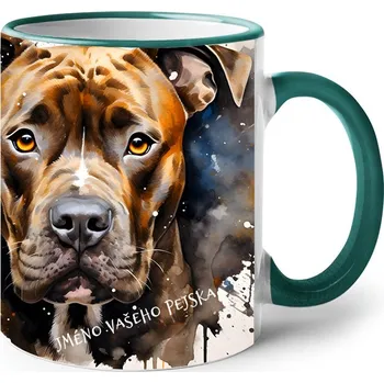 Keramický hrnek Pitbul, Barva Zelená, Velikost 330 ml, Canvas Keramický hrnek s barevným uchem Bezvatriko.cz 2590