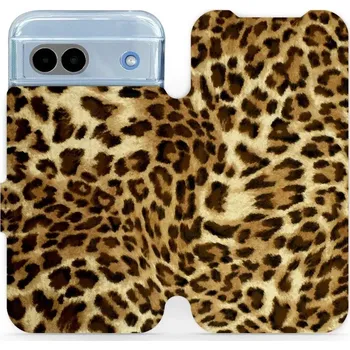 Pouzdro na mobilní telefon Flipové pouzdro Mobiwear - Google Pixel 8A - VA33P Leopardí vzor (Knížkové flip pouzdro, obal, kryt na mobil Google Pixel 8A - VA33P Leopardí vzor, materiál Umělá kůže + TPU - ochrana 360°, stojánek, silikonová vanička, magnetické zavírání)