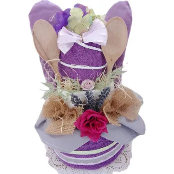 Bytová dekorace Veratex Textilní kuchyňský dort dvoupatrový fialový 63