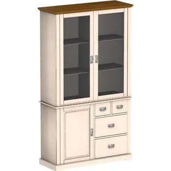 Komoda Jitona Country Inn vitrína, 2 dveře, komoda, 1 dveře, 4 zásuvky borovice bílá