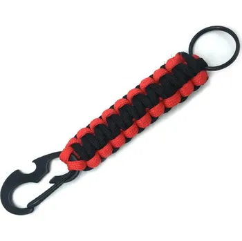 Přívěsek na klíče KPZ - paracord s karabinou a otvírákem červeno-černá