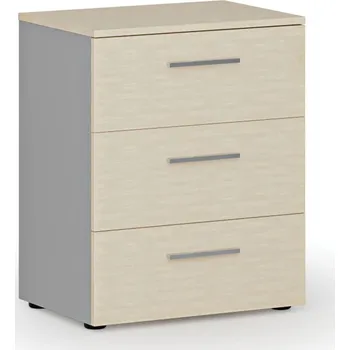 Zásuvkový kontejner B2B Partner Kancelářská komoda ke stolu PRIMO GRAY, 740 x 600 x 420 mm, šedá/bříza