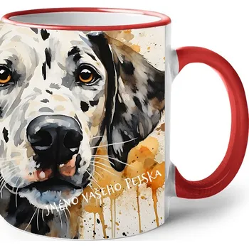 Keramický hrnek Dalmatin, Barva Červená, Velikost 330 ml, Canvas Keramický hrnek s barevným uchem 2612