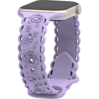 Příslušenství k chytrým hodinkám Perforované růže řemínek pro Apple Watch 38/40/41/42(S10)mm Barva: Lila