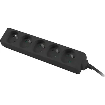 Prodlužovací kabel Prodlužovací přívod 230V 5m 5 zásuvek, černý