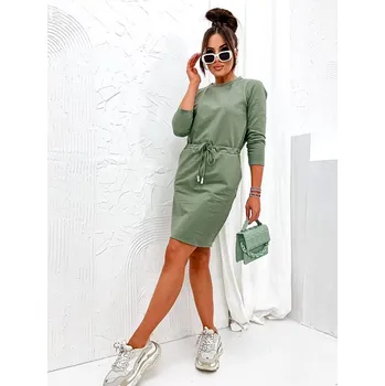 Dámské šaty Dámské úpletové šaty v barvě khaki (700) odstíny zelené S (36)