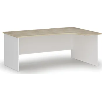 Psací stůl B2B Partner Rohový kancelářský psací stůl PRIMO WHITE, 180x120 cm, pravý, bílá/dub přírodní