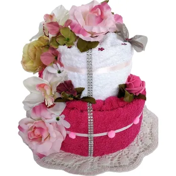 Veratex Textilní dort dvoupatrový růžová růže