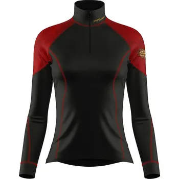 Dámské funkční triko dlouhý rukáv se zipem RED VELVET černá Bamboo Light New - Červená / XXL