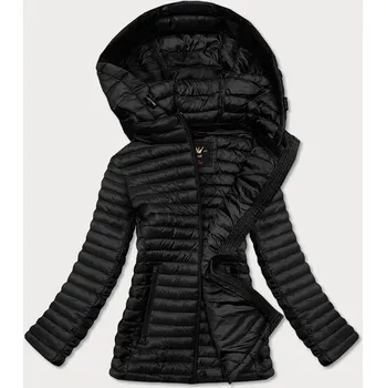 Černá prošívaná bunda s kapucí (LD-7218) odstíny černé S (36)