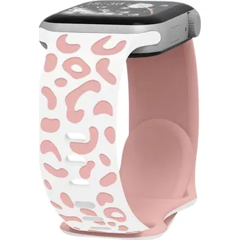 Gravírované zvířecí vzory řemínek pro Apple Watch 42/44/45/46/49mm Barva: Bílo-Růžová