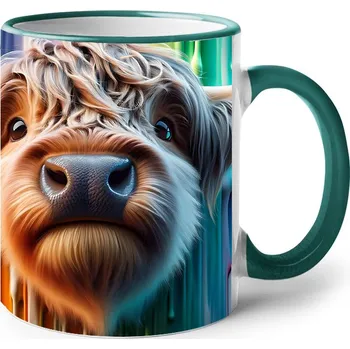 Keramický hrnek s horskou kravičkou, Barva Zelená, Velikost 330 ml, Canvas Keramický hrnek s barevným uchem 2600