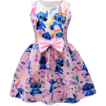 Dívčí šaty Lilo & Stitch Dívčí letní šaty na motivy "Lilo a Stitch" s mašlí v pase Barva: světle růžová (aloha), Velikost: 120/ 5-6 roky