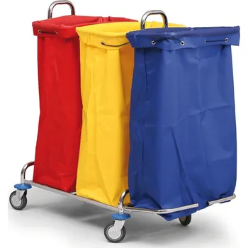 Úklidový vozík B2B Partner Vozík na sběr prádla nebo tříděného odpadu, pro 3 x 120 l pytel