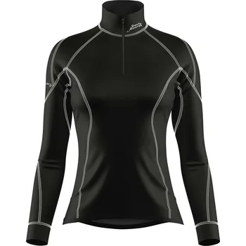 Dámské termoprádlo Dámské funkční triko dlouhý rukáv se zipem CONTRAST černá Bamboo Heavy - Bílá / S