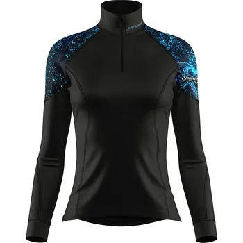 Dámské funkční triko dlouhý rukáv se zipem HEART LADY černá Bamboo Light New - Modrá / L