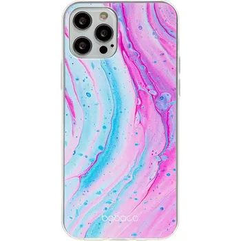 Pouzdro na mobilní telefon Kryt BABACO pro Apple iPhone 12 Pro Max - gumový - mramor - růžový / modrý; 0000070988
