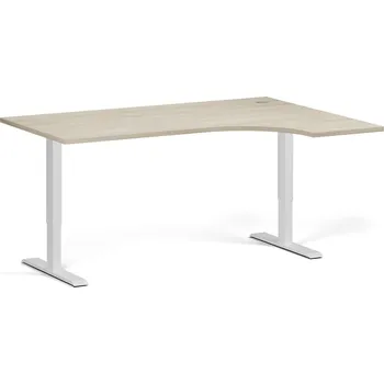 Psací stůl B2B Partner Rohový výškově nastavitelný stůl, 160x120 cm, 2 motory, L/P, bílá podnož, dub přírodní