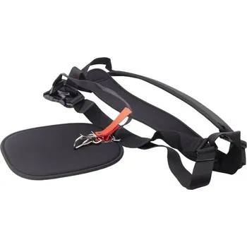 Dvojitý ramenní popruh na křovinořez Kramp, postroj univerzální, chránič stehen, karabina