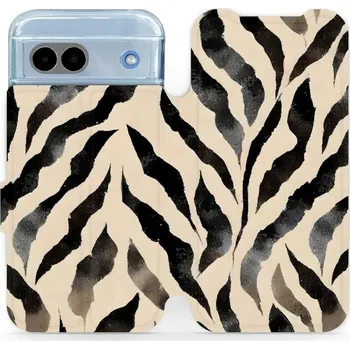 Pouzdro na mobilní telefon Flipové pouzdro Mobiwear - Google Pixel 8A - VA53S Zebří (Knížkové flip pouzdro, obal, kryt na mobil Google Pixel 8A - VA53S Zebří, materiál Umělá kůže + TPU - ochrana 360°, stojánek, silikonová vanička, magnetické zavírání)