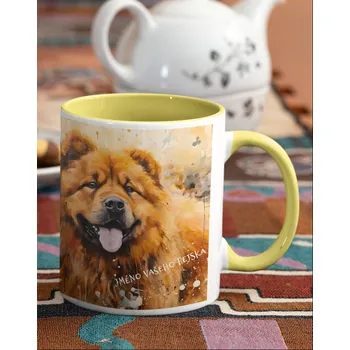 Keramický hrnek Čau-čau, Barva Žlutá, Velikost 330 ml, Canvas Keramický hrnek s barevným uchem Bezvatriko.cz 2588