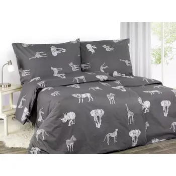 Povlečení Flanelové povlečení - safari na tmavě šedé 140x200+70x90