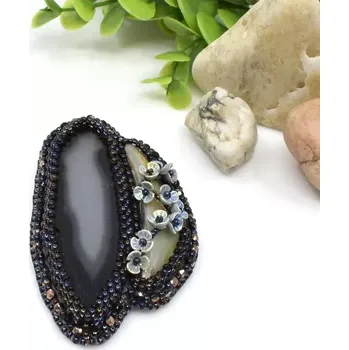 Brož Mijabijoux Brož s achátem a perleťovou mušlí MB00364