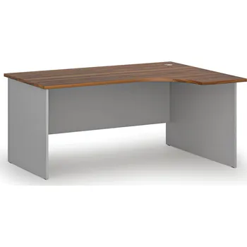 Psací stůl B2B Partner Rohový kancelářský psací stůl PRIMO GRAY, 160x120 cm, pravý, šedá/ořech