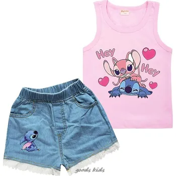 Lilo & Stitch Dívčí letní set - tílko + kraťasy s motivem "Lilo a Stitch" Barva: Růžová, Velikost: 100