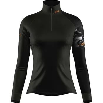 Dámské funkční triko dlouhý rukáv se zipem RIDER LADY černá Bamboo Thermo - Černá / S