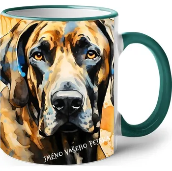 Keramický hrnek Německá doga, Barva Zelená, Velikost 330 ml, Canvas Keramický hrnek s barevným uchem 2621