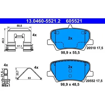 Brzdová destička Sada brzdových destiček, kotoučová brzda ATE 13.0460-5521.2