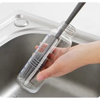 Kartáč na nádobí Silikonový kartáček na mytí sklenic s dlouhou rukojetí | náčiní na úklid do kuchyně