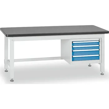 Dílenský stůl B2B Partner Profesionální dílenský stůl BL, 4 zásuvky, deska MDF + PVC, 1800x750 mm