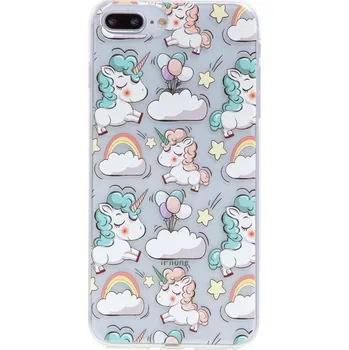 Pouzdro na mobilní telefon Kryt BABACO pro Apple iPhone 6 Plus / 6S Plus - gumový - průhledný - jednorožec na obláčku; 0000014246