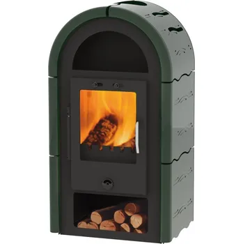 Krbová kamna ALFA PLAM ALFA PLAM, krbová kamna ORIJENT s keramickou obložkou, zelené, horní, průměr 150 mm, 6 kW