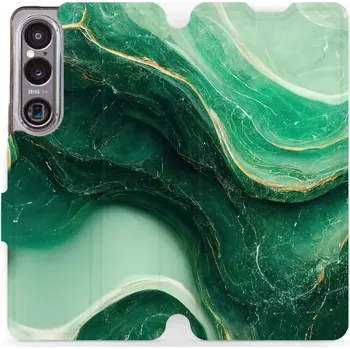 Pouzdro na mobilní telefon Flipové pouzdro Mobiwear - Sony Xperia 1 VI - VP38S Zelený mramor (Knížkové flip pouzdro, obal, kryt na mobil Sony Xperia 1 VI - VP38S Zelený mramor, materiál Umělá kůže + TPU - ochrana 360°, stojánek, silikonová vanička, magnetické zavírání)