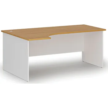 Psací stůl B2B Partner Rohový kancelářský psací stůl PRIMO WHITE, 180x120 cm, levý, bílá/buk