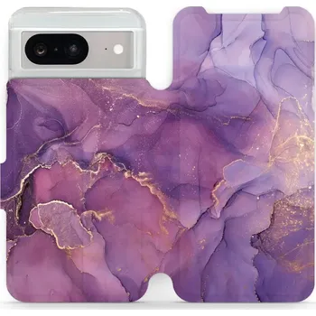 Pouzdro na mobilní telefon Flipové pouzdro Mobiwear - Google Pixel 8 - VP20S Fialový mramor (Knížkové flip pouzdro, obal, kryt na mobil Google Pixel 8 - VP20S Fialový mramor, materiál Umělá kůže + TPU - ochrana 360°, stojánek, silikonová vanička, magnetické zavírání)