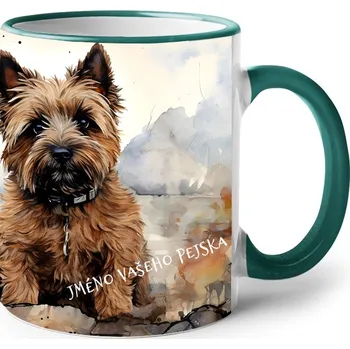 Keramický hrnek Kern teriér, Barva Zelená, Velikost 330 ml, Canvas Keramický hrnek s barevným uchem Bezvatriko.cz 2587