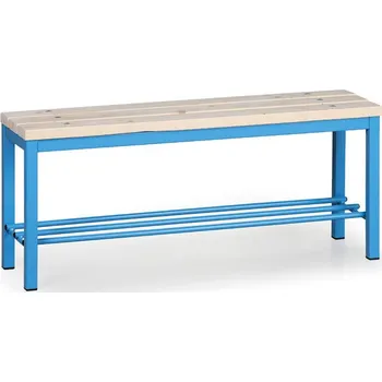 B2B Partner Šatní lavice s botníkem, sedák - latě, modré nohy, délka 1000 mm