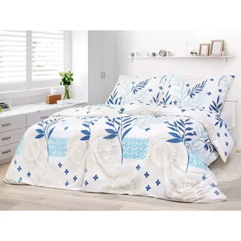 Povlečení Bavlněné povlečení - modré listy s mandalou 240x200+2ks 70x90