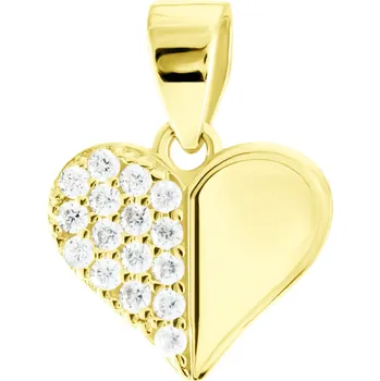 Přívěsek GEMMAX Zlatý přívěsek Srdíčko se zirkony – zlatý šperk ryzosti 585/1000 v Dárkovém balení s Certifikátem GLPYB-02600