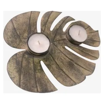 Svícen Kovový svícen list na 2 svíčky